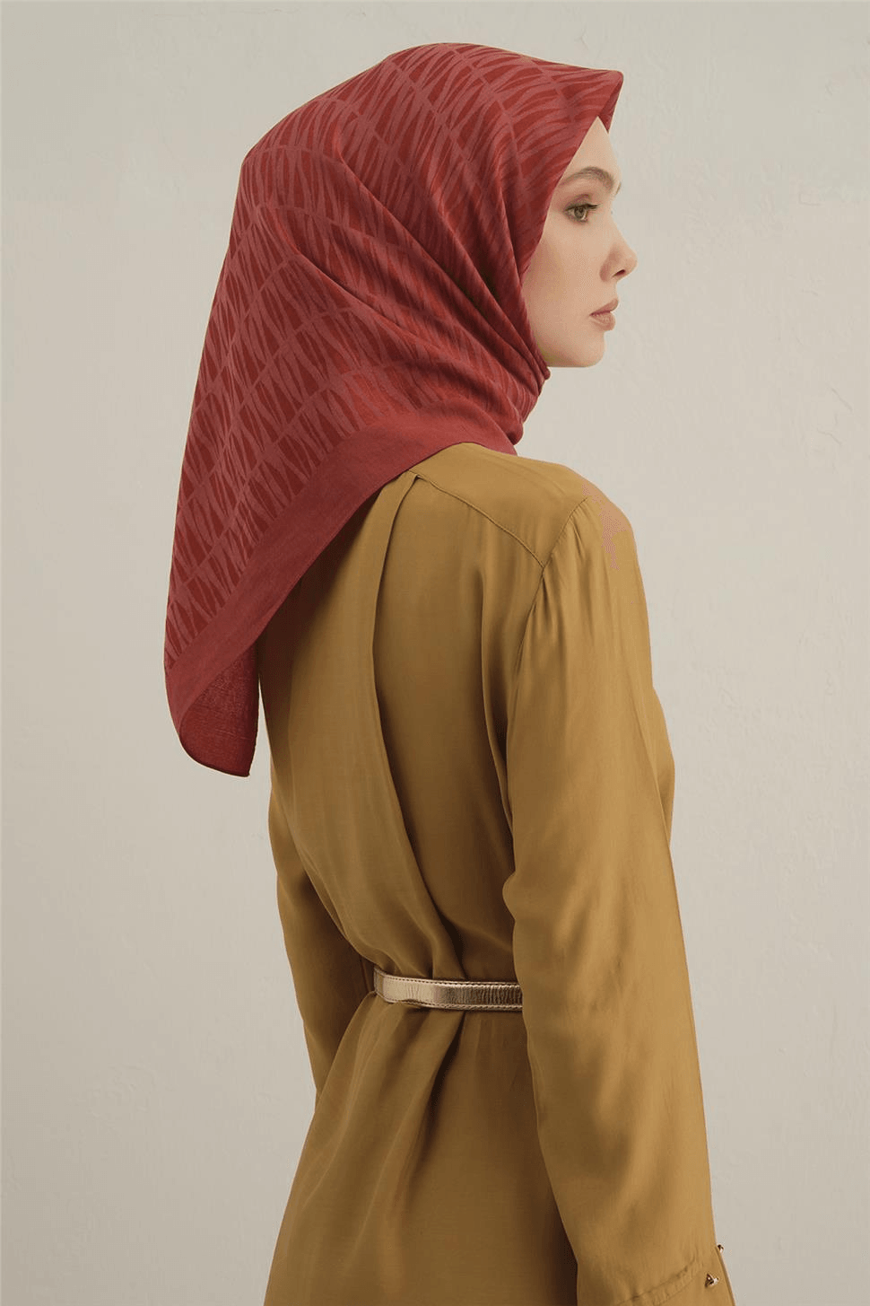 Armine Lyocell Kırmızı Desenli Eşarp 3- 35