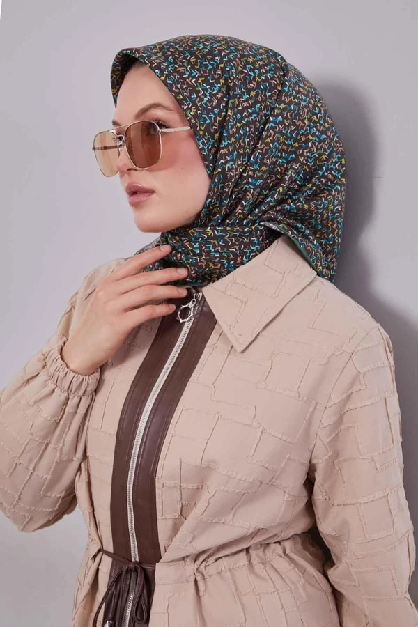 Levidor Mini Yazı Detayi Twill İpek Eşarp-0926