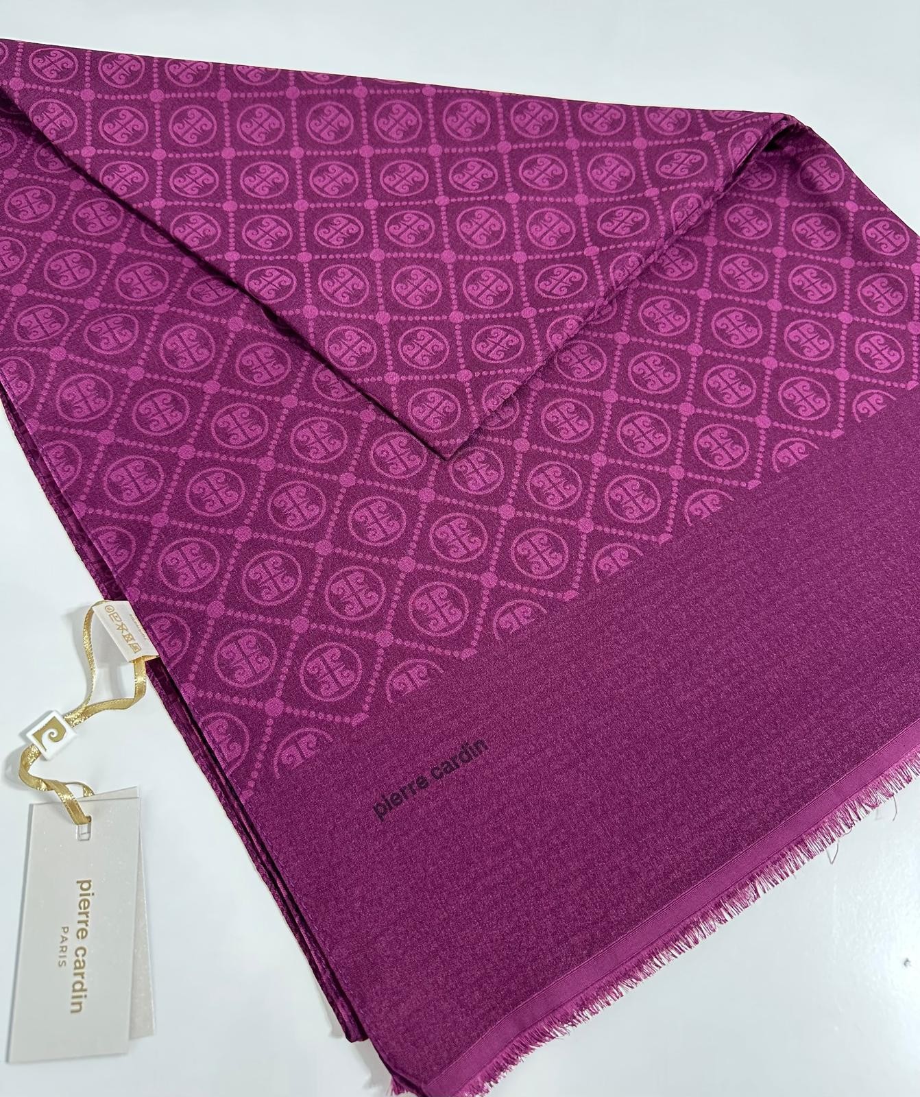 Pierre Cardin Elegans Monogram Şal-75 X 190-090700-994 Fuşya