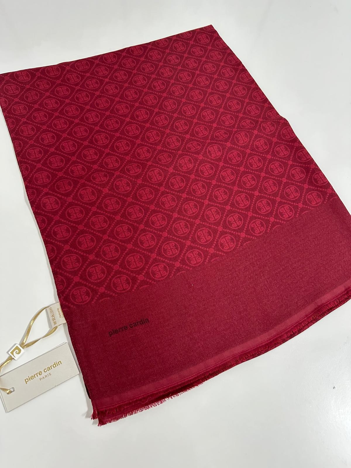 Pierre Cardin Elegans Monogram Şal-75 X 190-090700-941 Bordo