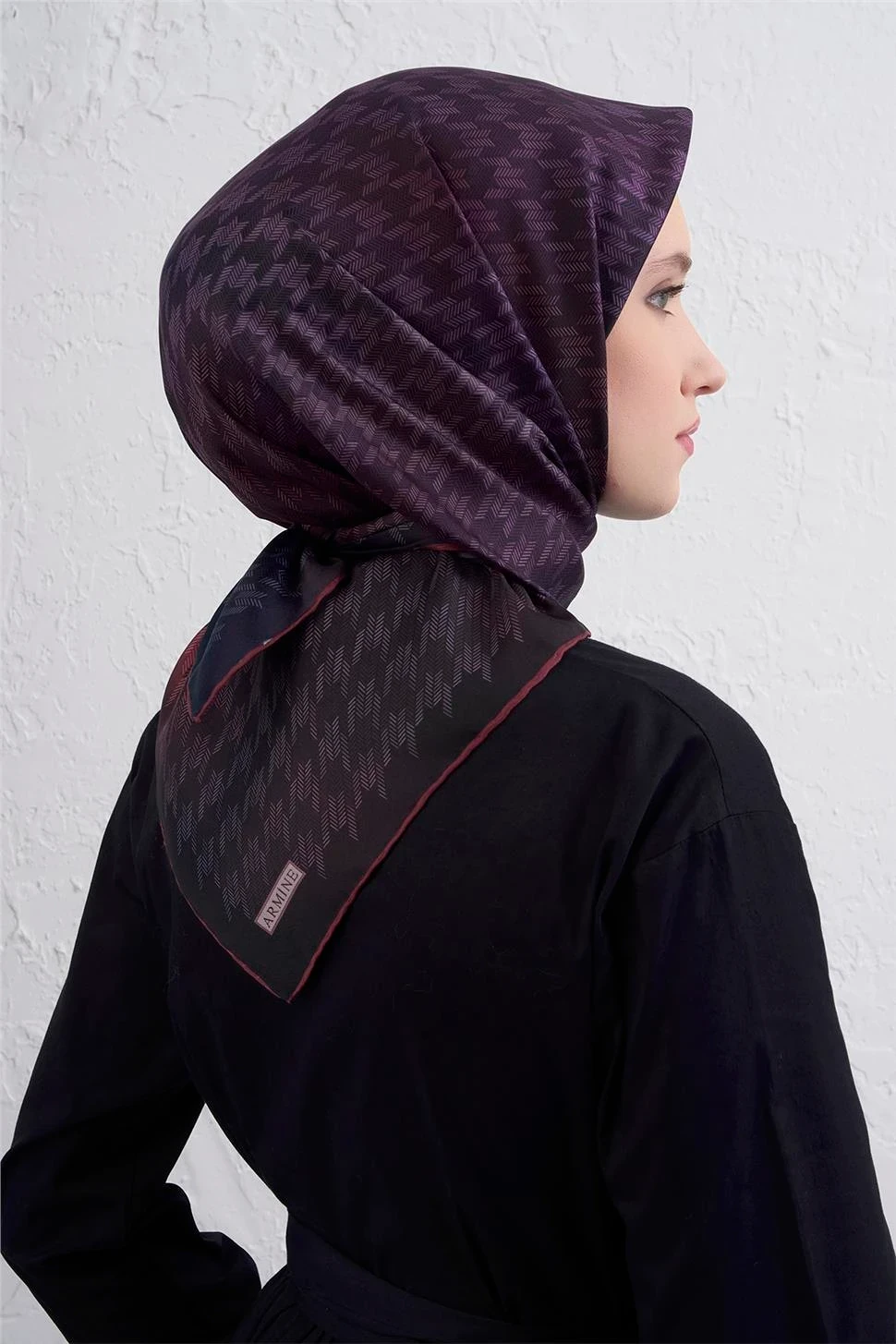 Armine Klasik DesenliTwill İpek Eşarp -2025/2026 -9434D