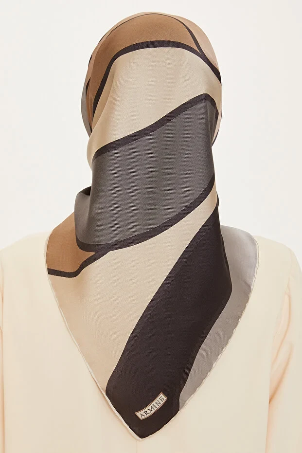 Armine Geometrik Desenli Sura Saf İpek Eşarp - 9232