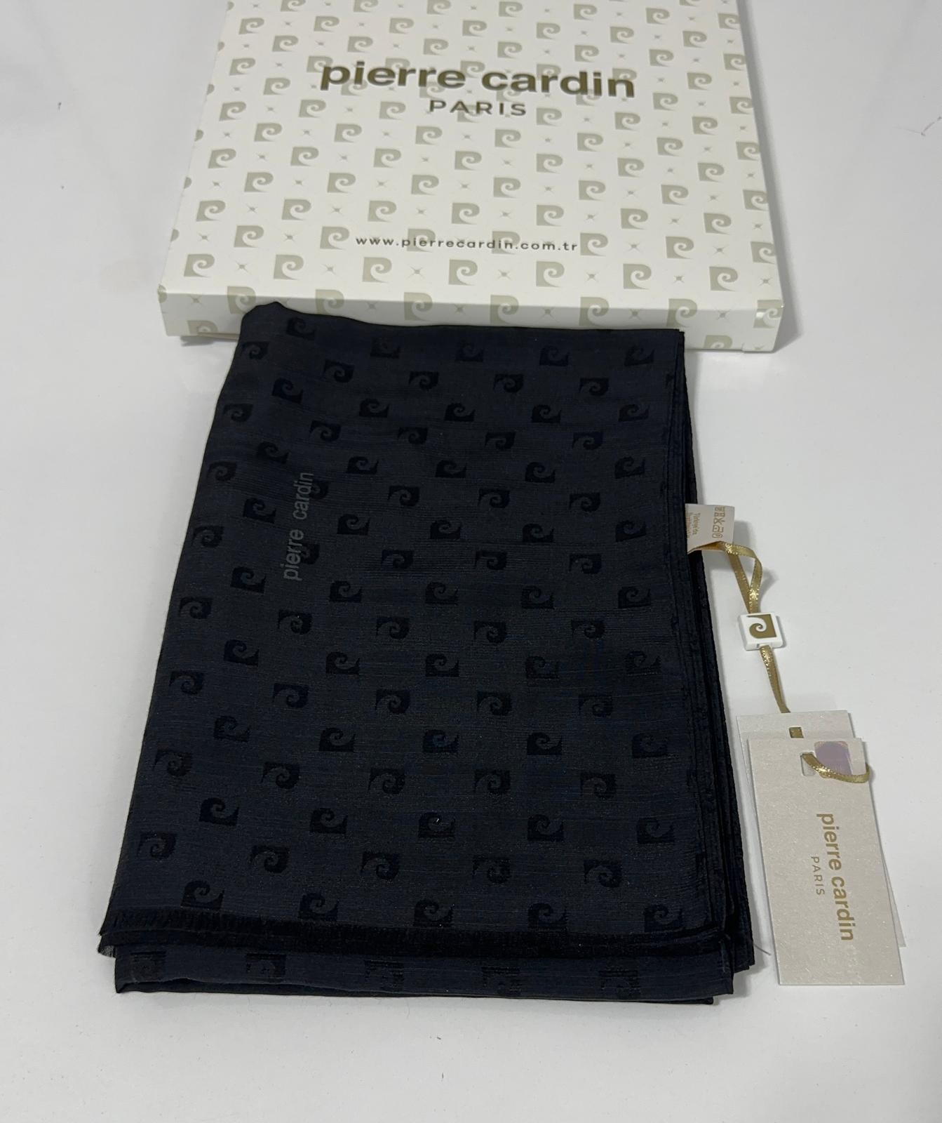 PİERRE CARDİN LOGOLU İPEK - KOTON JAKAR ETOL ŞAL - SİYAH -8934985-911