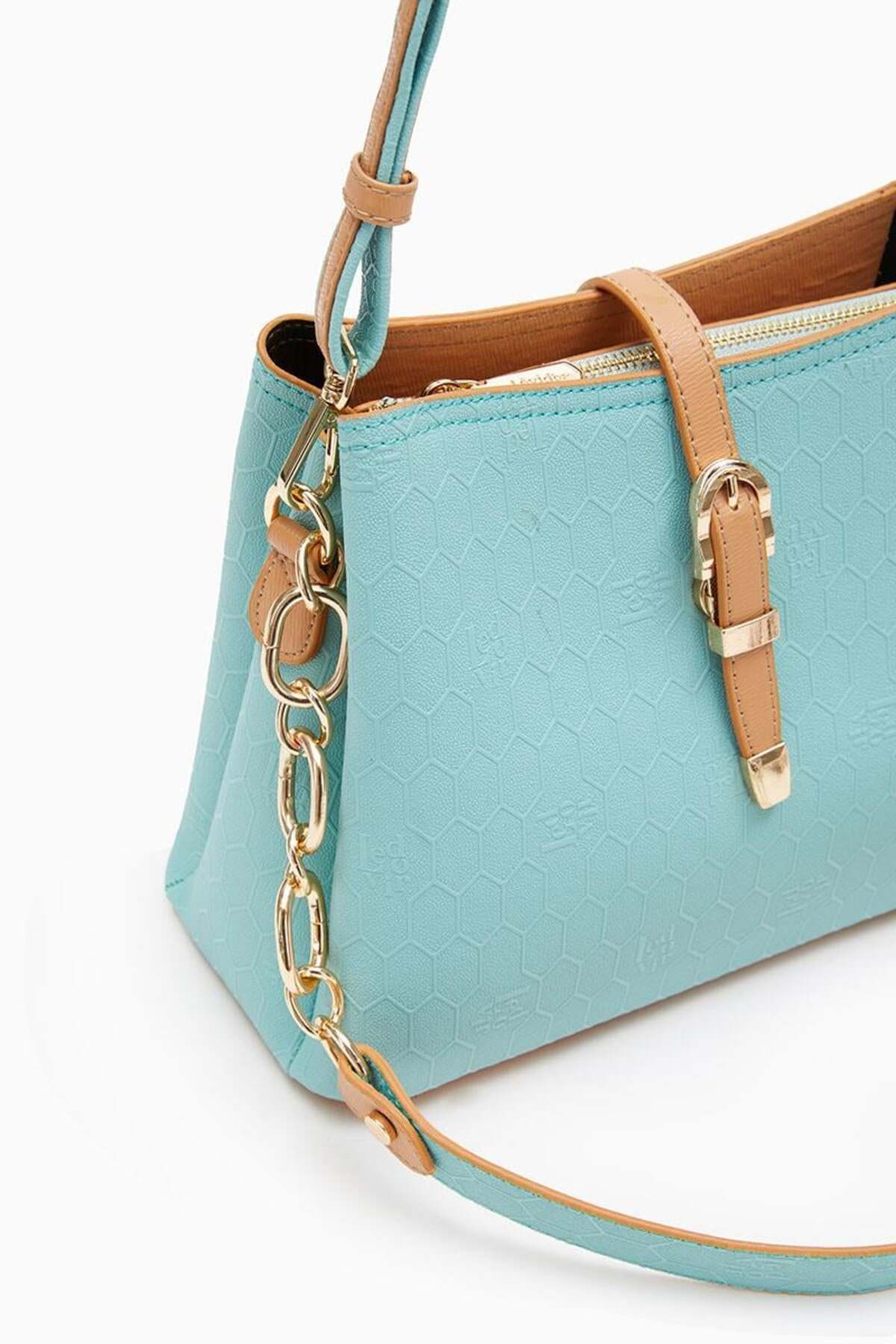 Levidor Lazer Baskılı Kadın Omuz Çantası - Su Yeşili