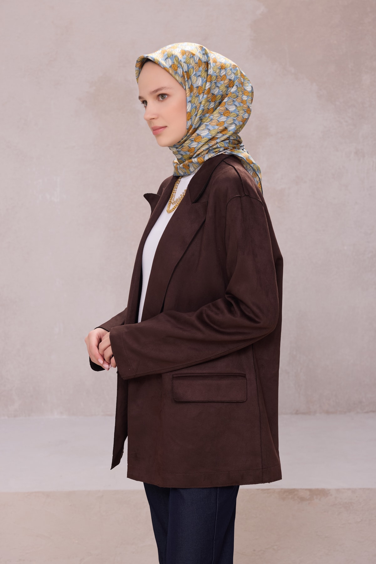 Belli Çiçek Desen İpek Twill Eşarp 4204D01