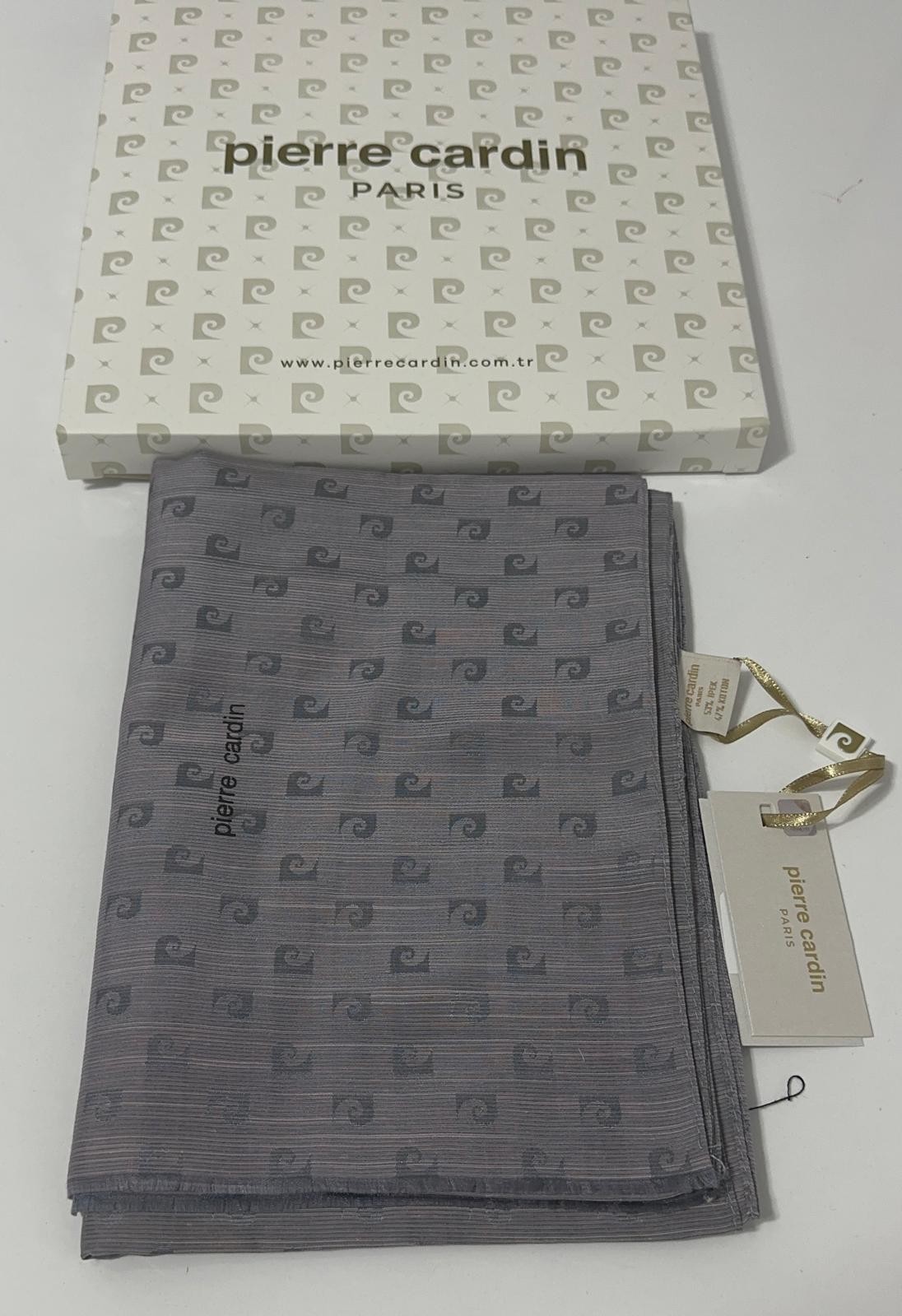 PİERRE CARDİN LOGOLU İPEK - KOTON JAKAR ETOL ŞAL - GRİ- -8934985-955--971