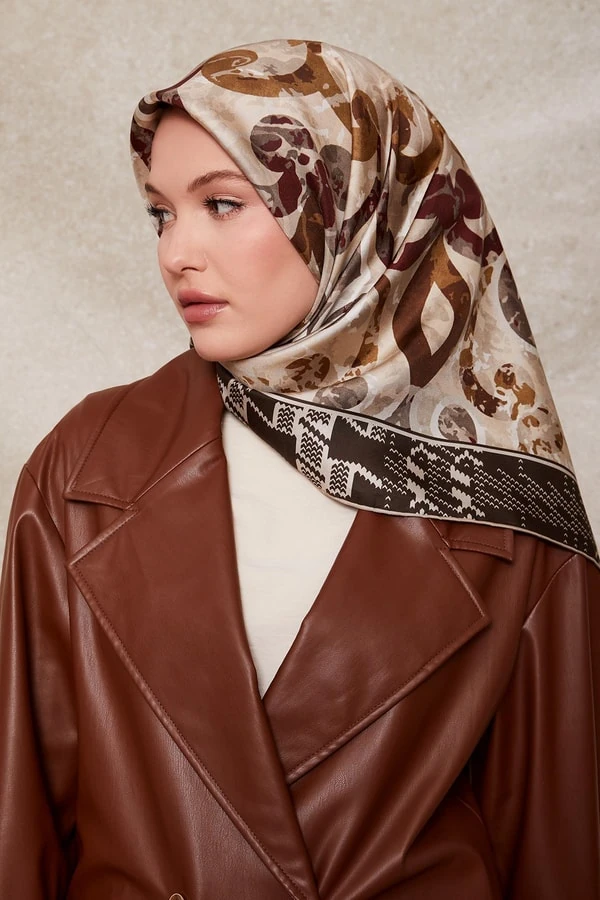 Levidor Desenli Twill İpek Eşarp-0918