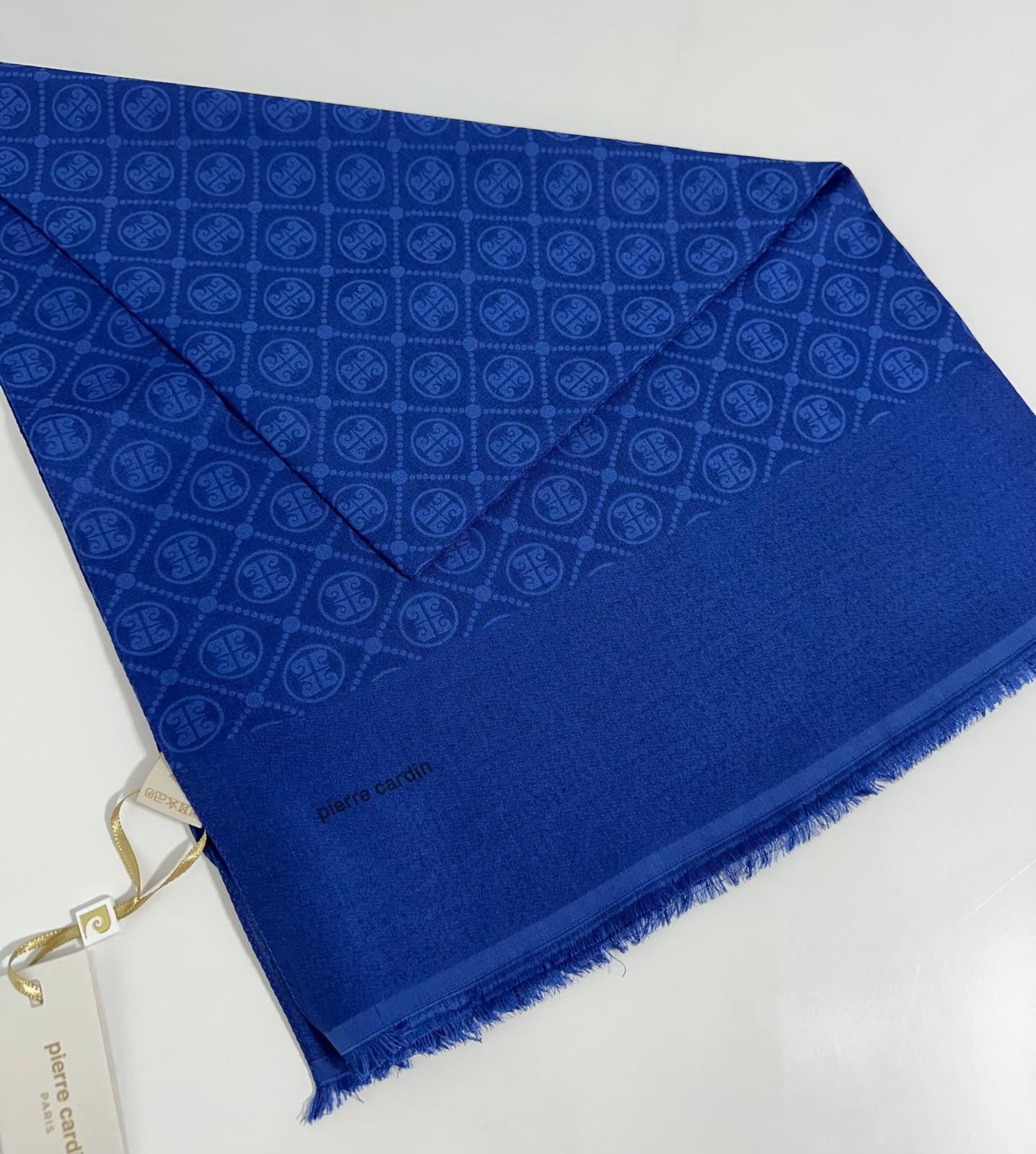 Pierre Cardin Elegans Monogram Şal-75 X 190-090700-924 Saks Mavi