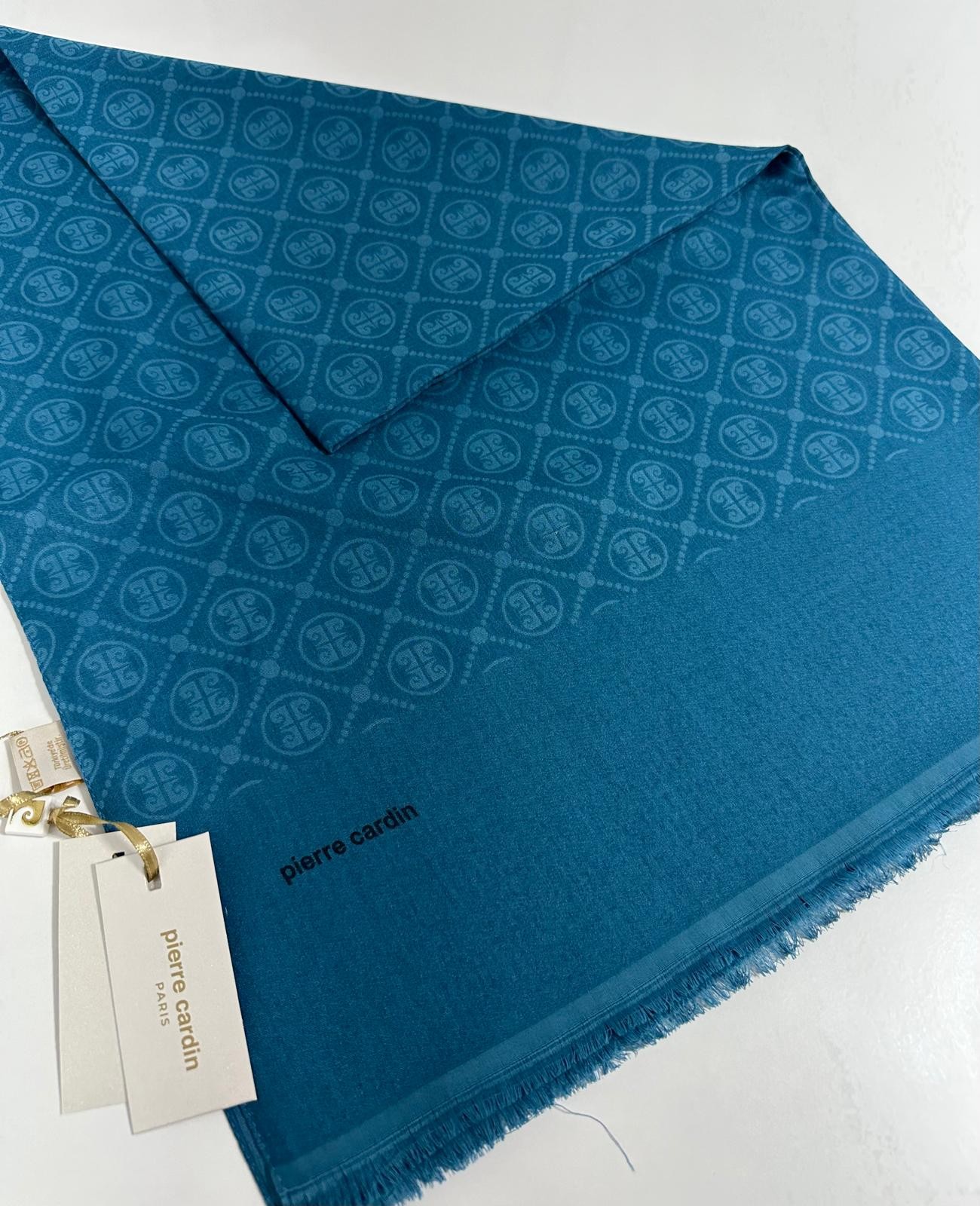 Pierre Cardin Elegans Monogram Şal-75 X 190-090700-923 Petrol Mavi