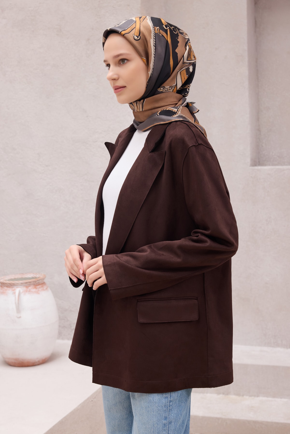 Belli Obje Desen İpek Twill Eşarp 4205D01