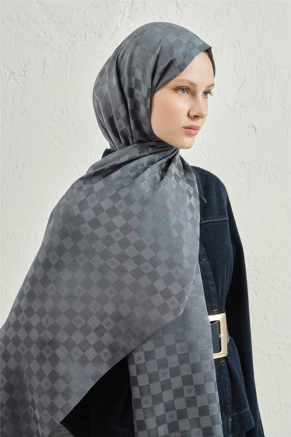 Armine Elegance J.İpek Pamuk Dama Şal - 75 x 195