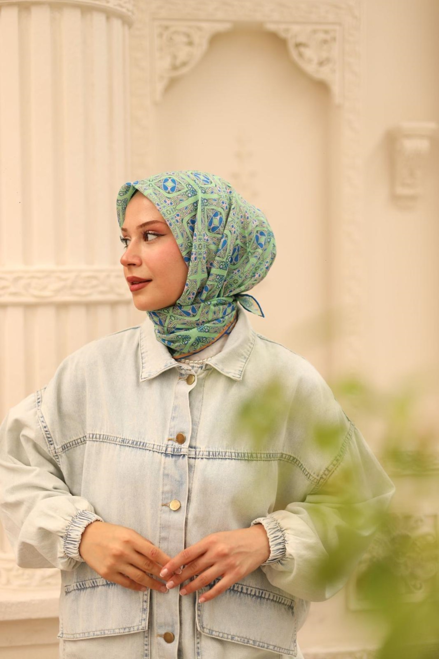 90 x 90 -DJ Soft Pamuk Eşarp - 03649