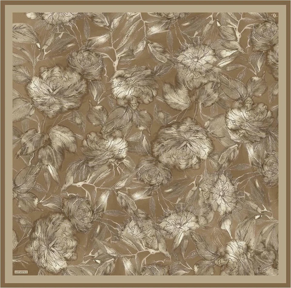 Armine Çiçek Desenli Twill İpek Eşarp -2025/2026 -9409D