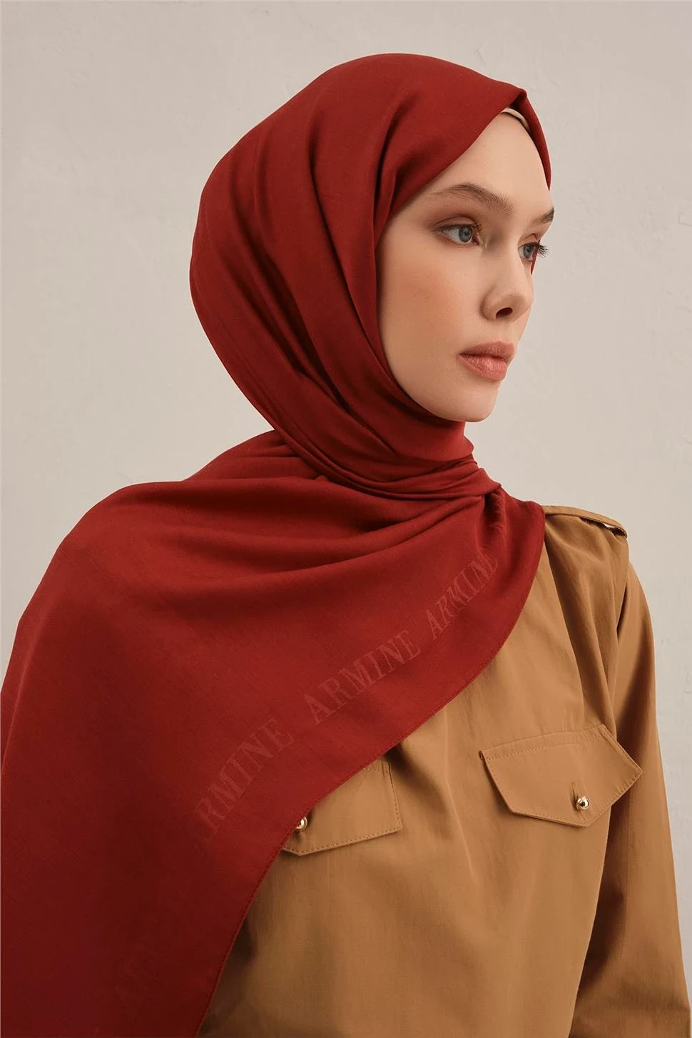 Armine Logo Bordürlü Pamuk İpek Şal 1