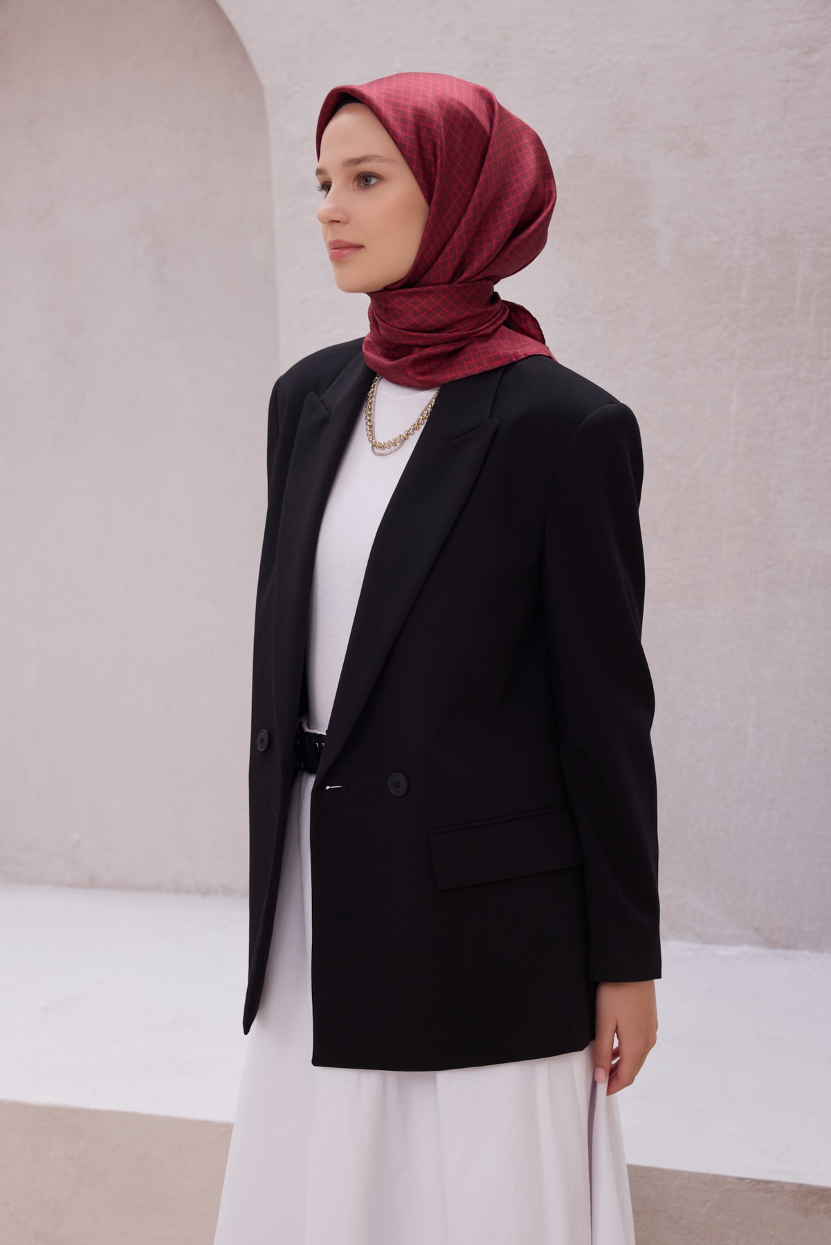 Belli Çiçek Desen İpek Twill Eşarp 4203D01