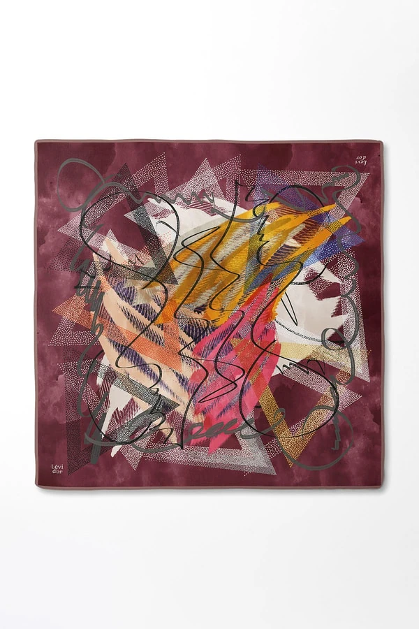 Levidor Karmaşık Desen Twill İpek Eşarp-0915