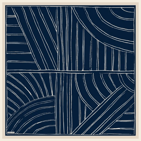 MARBLING DESEN ÇİFT TARAFLI TWILL İPEK EŞARP - SİYAH - LACİVERT - 4309-03