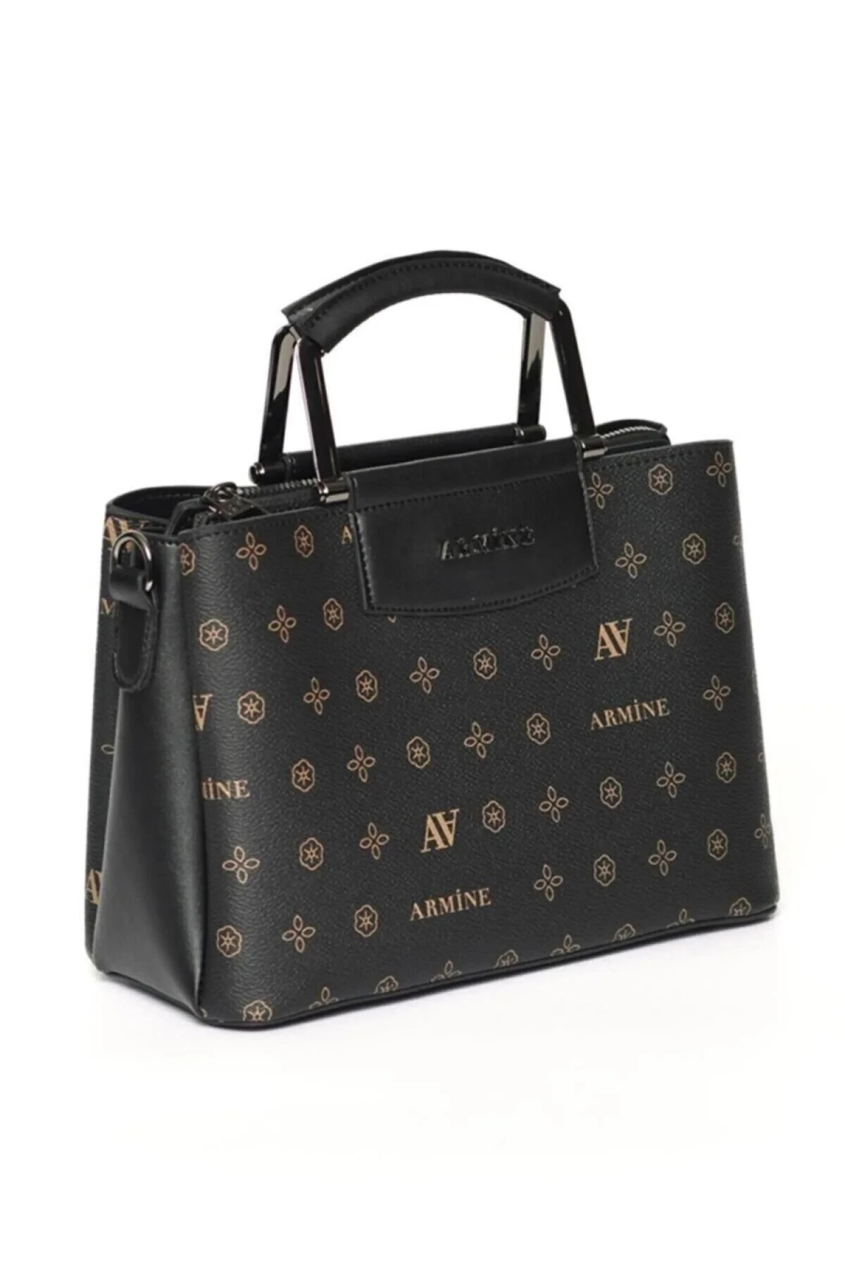 223 Siyah Baskılı El ve Omuz Çantası