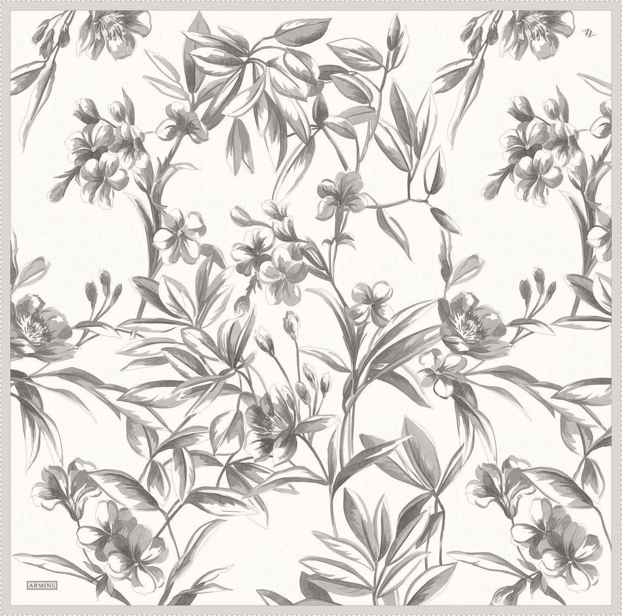 Armine Çiçek Desenli Saf İpek Sura Eşarp 9304