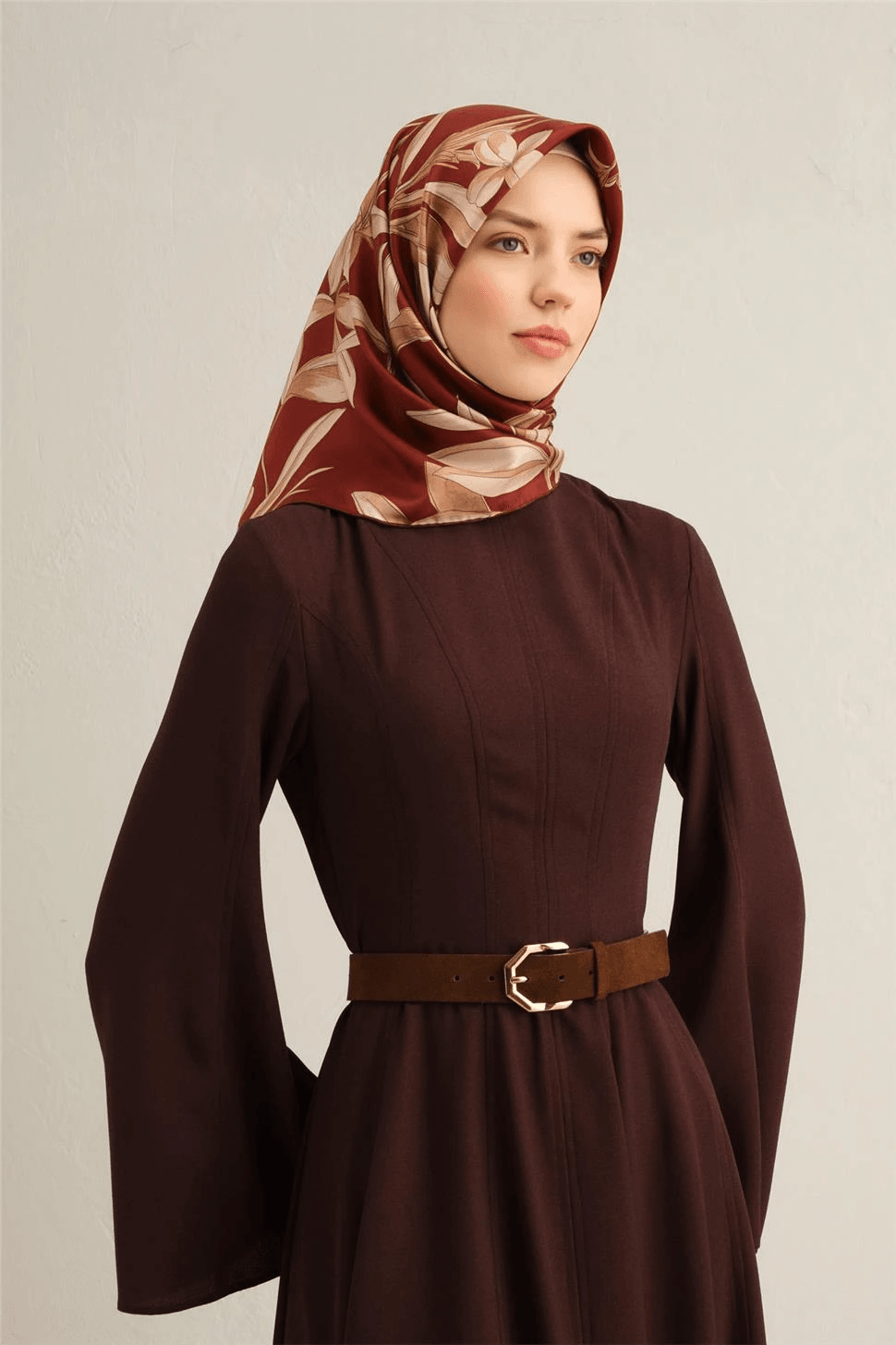 Çiçek Desenli Saf İpek Sura Eşarp 9304