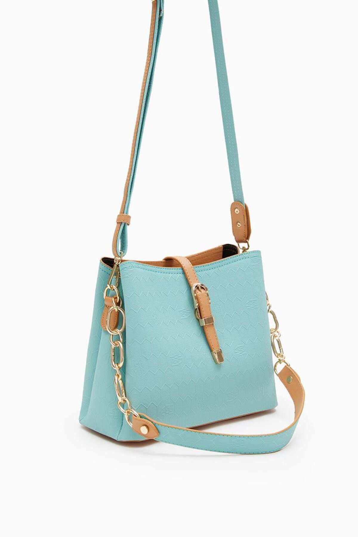 Levidor Lazer Baskılı Kadın Omuz Çantası - Su Yeşili