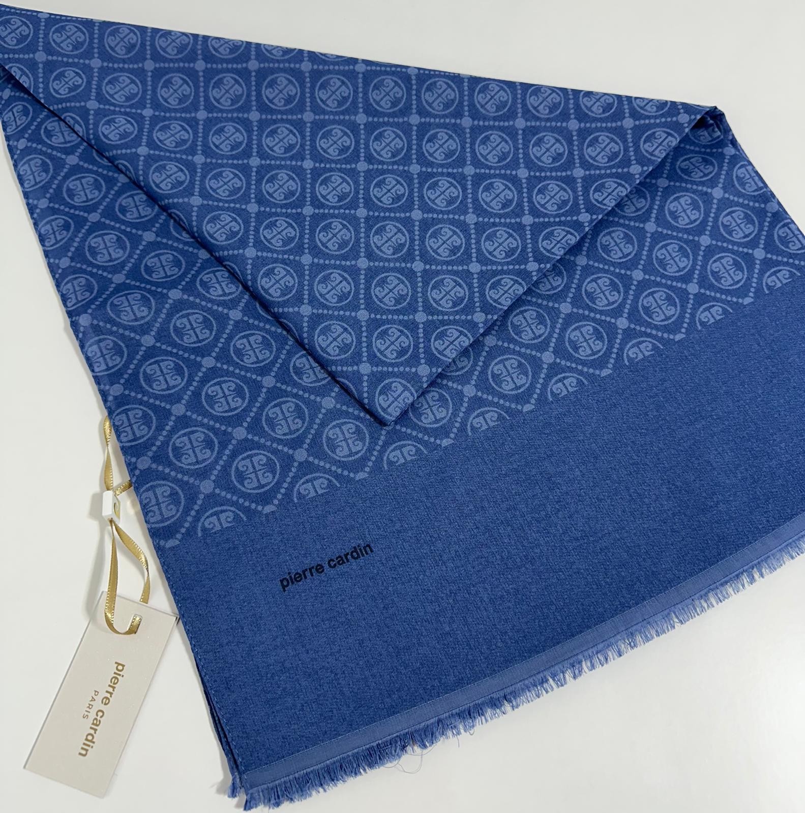 Pierre Cardin Elegans Monogram Şal-75 X 190-090700-922 İndigo Mavi