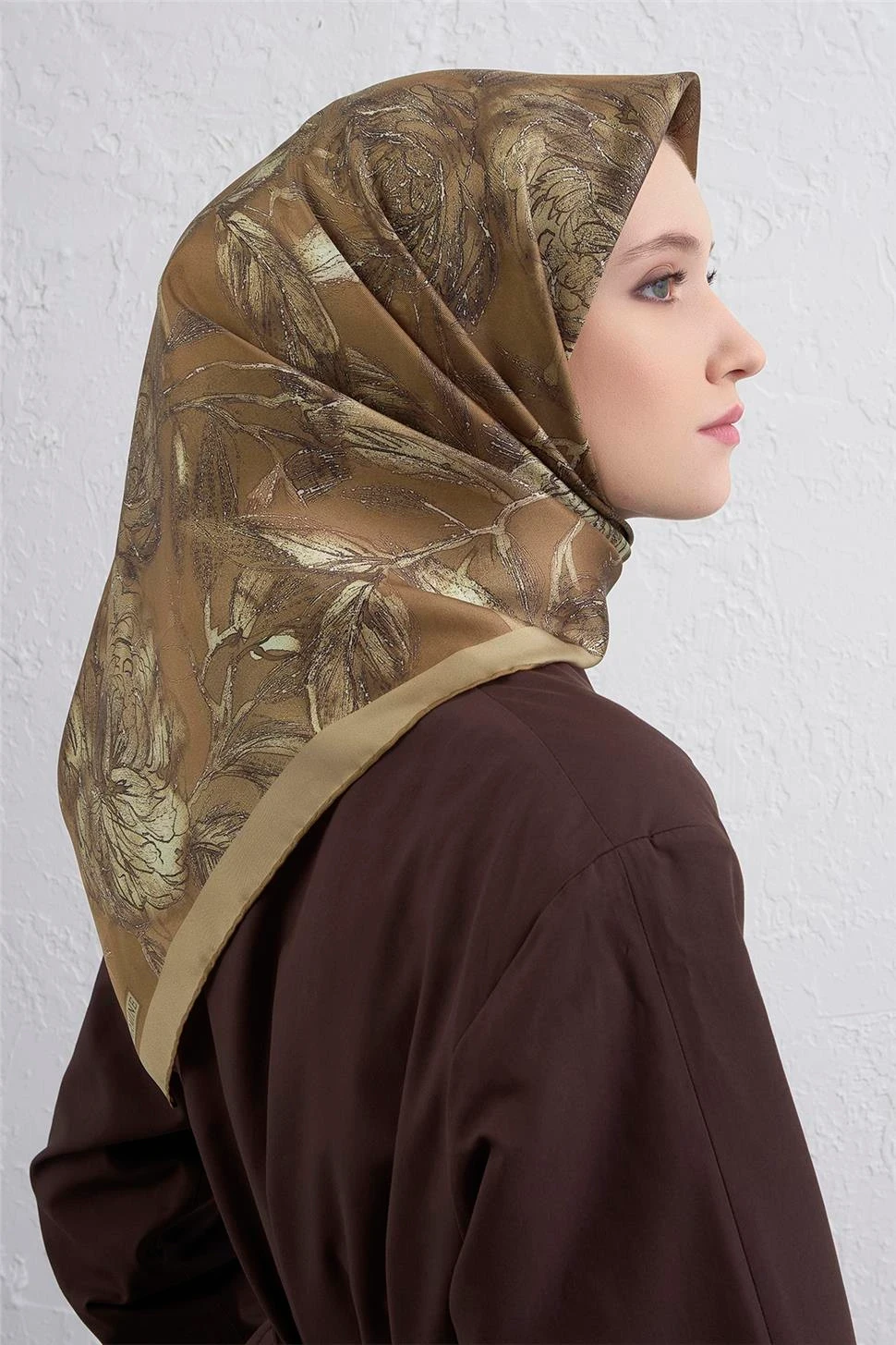 Armine Çiçek Desenli Twill İpek Eşarp -2025/2026 -9409D