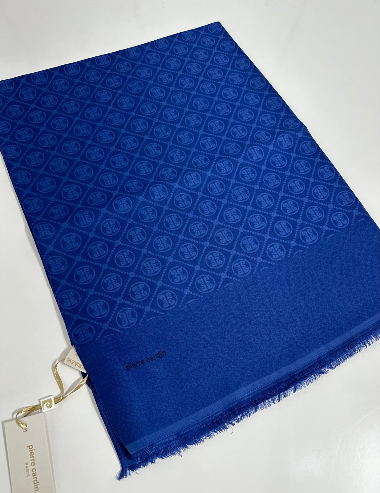 Pierre Cardin Elegans Monogram Şal-75 X 190-090700-924 Saks Mavi