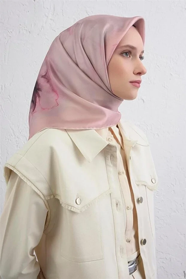 Soyut Desen Twill İpek Eşarp -2025/2026 -9462D