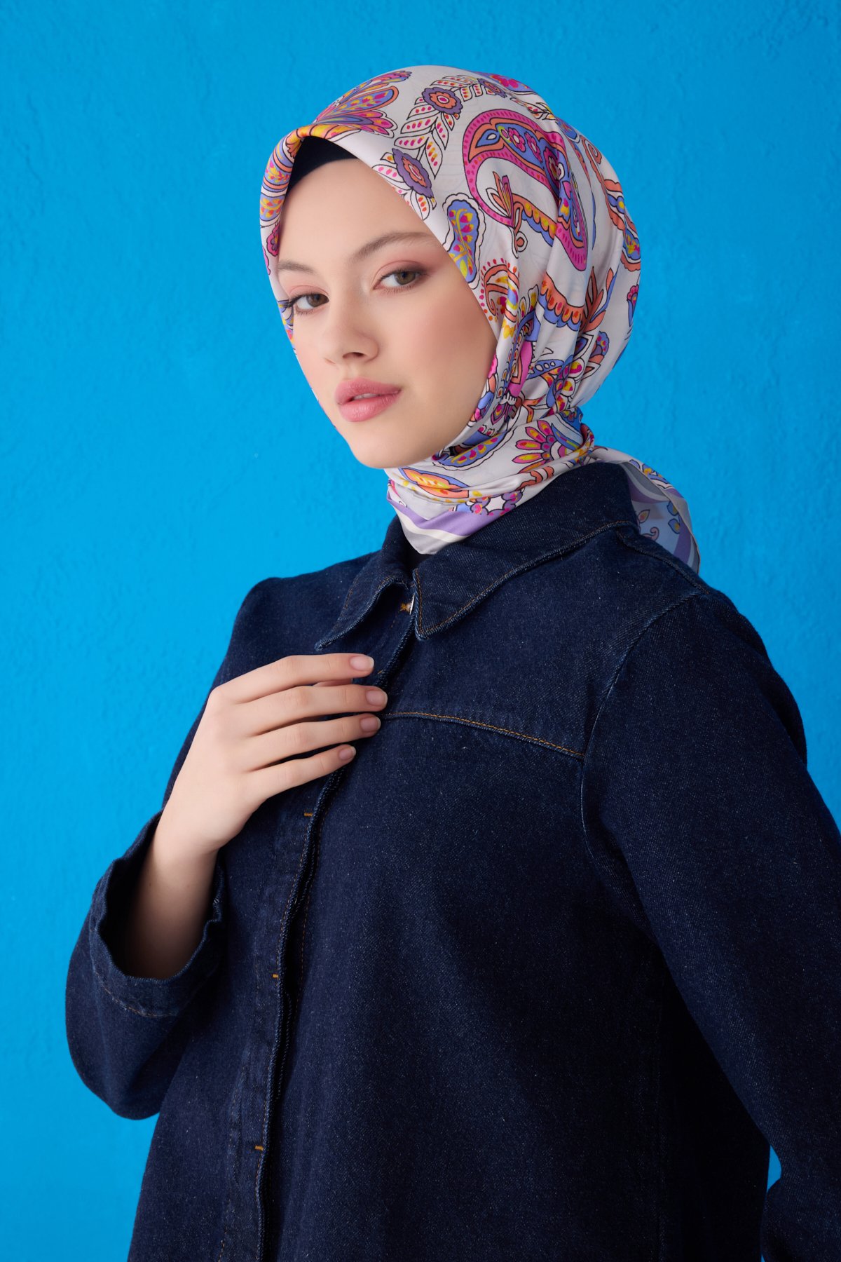 Belli Saf İpek Eşarp 4111D02( Twill İpek) -35 Gri