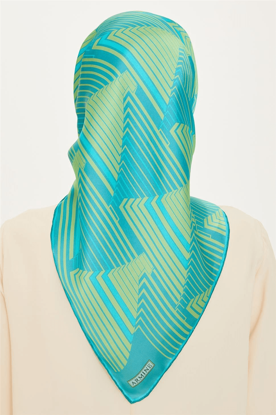 Armine Geometrik Desenli Sura Saf İpek Eşarp - 8834D (S)- 12