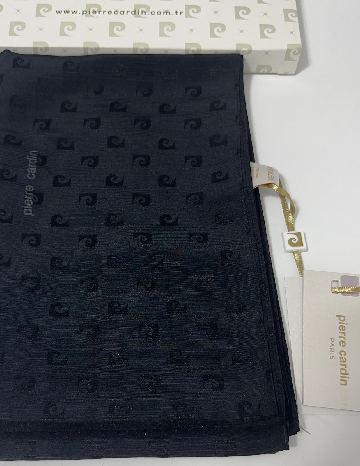 PİERRE CARDİN LOGOLU İPEK - KOTON JAKAR ETOL ŞAL - SİYAH -8934985-911