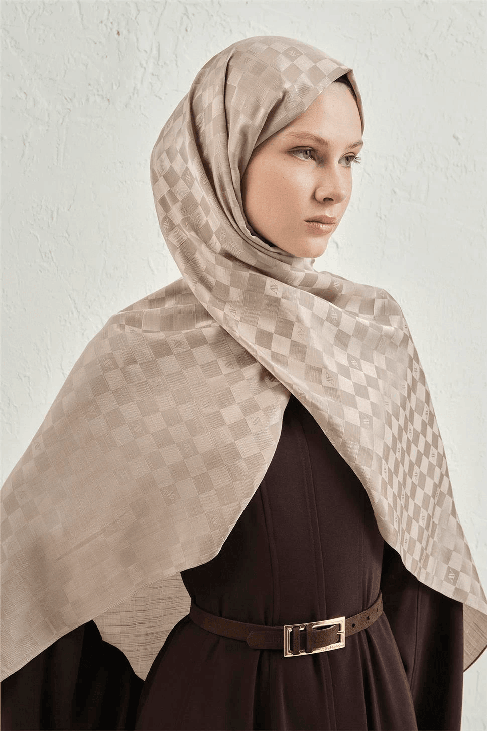 Armine Elegance J.İpek Pamuk Dama Şal - 75 x 195