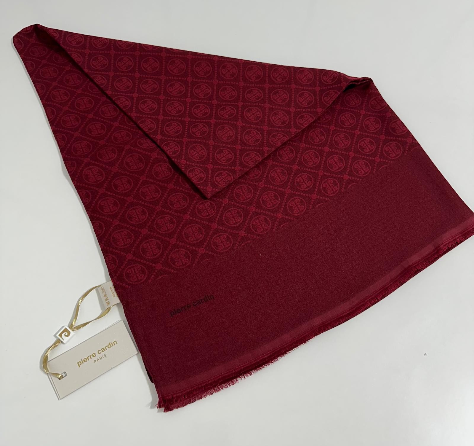 Pierre Cardin Elegans Monogram Şal-75 X 190-090700-941 Bordo