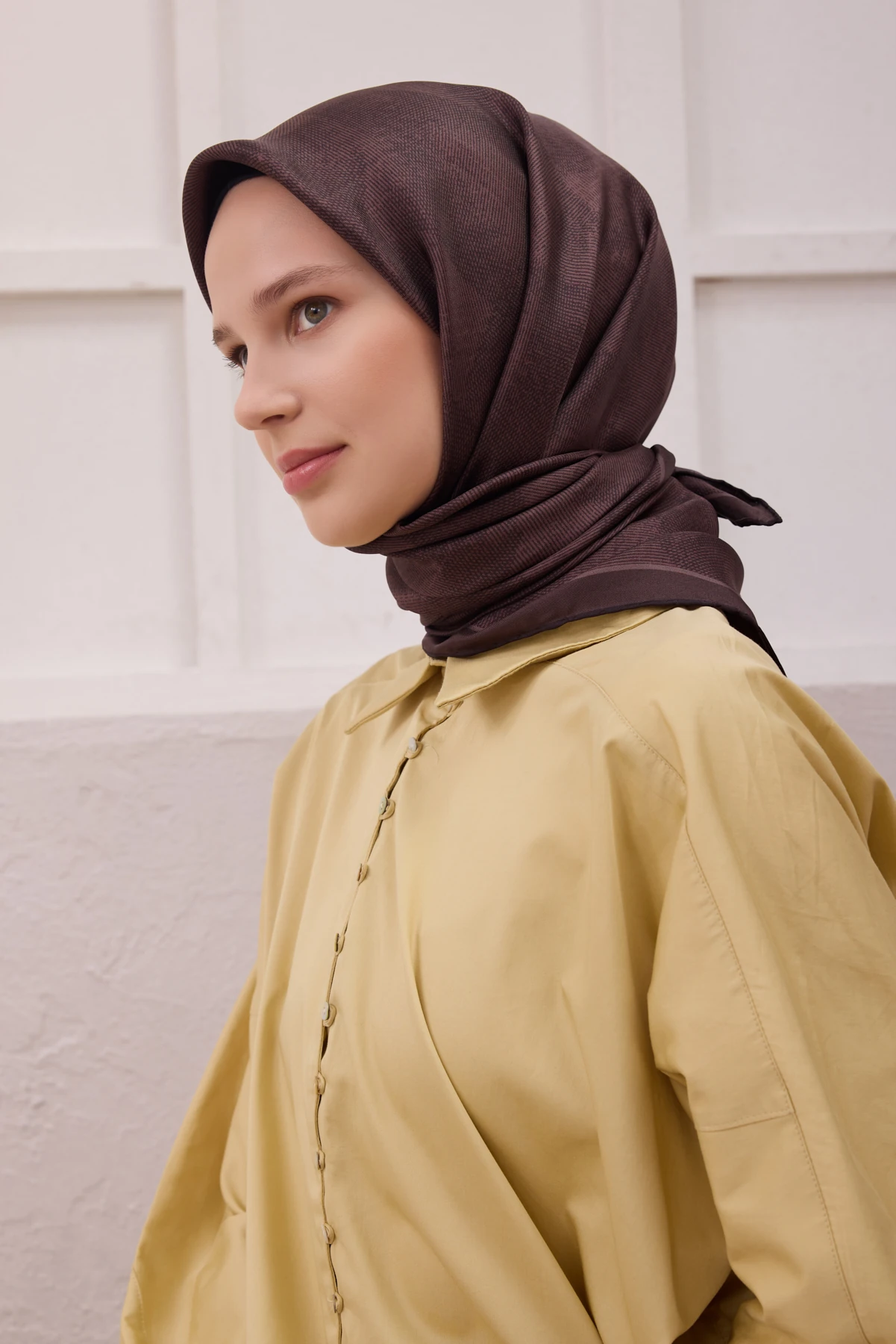 Belli Geometrik Desen İpek Twill Eşarp 4201D01