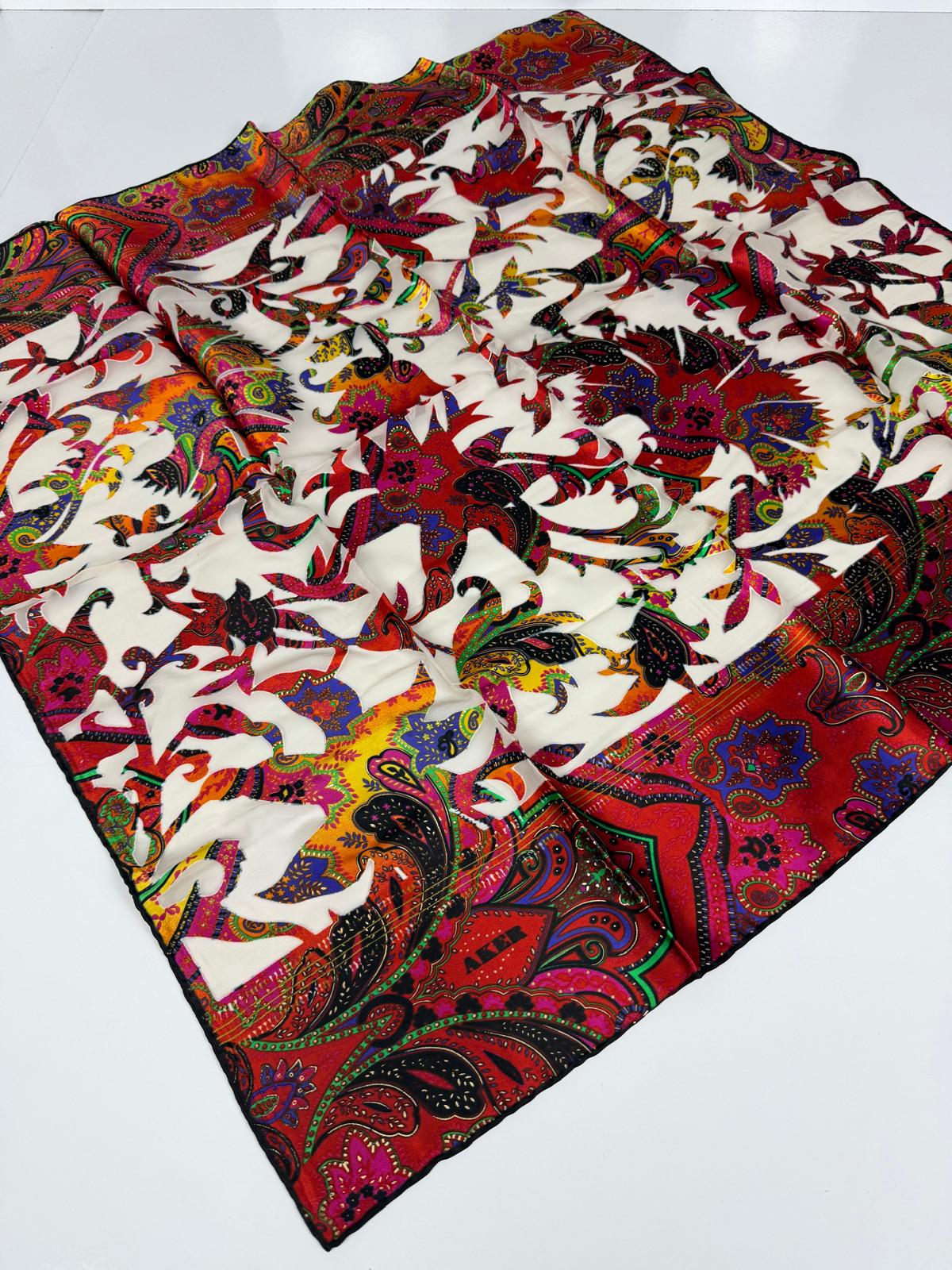 Aker Devore Eşarp - İpek ve Viskon Karışımı Yazlık Eşarp -4633718