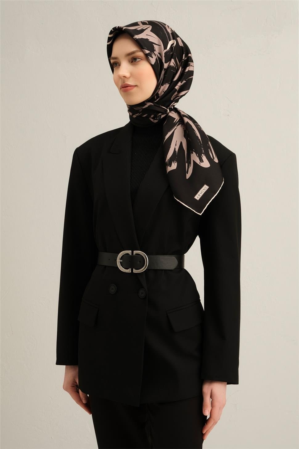 Armine Çiçek Desenli Saf İpek Sura Eşarp 9322D 13