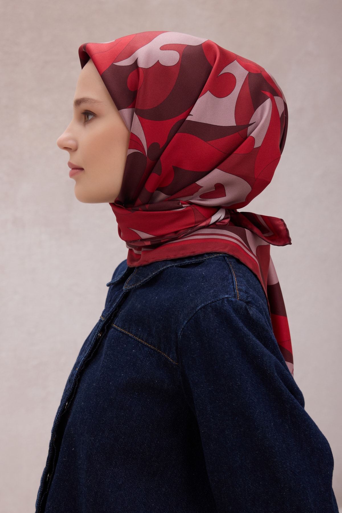 Belli Geometrik Desen İpek Twill Eşarp 4213D01