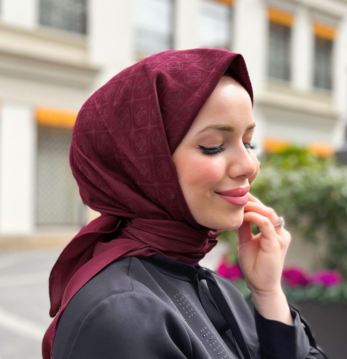 Pierre Cardin Elegans Monogram Eşarp - 1090750 -942 Koyu Bordo