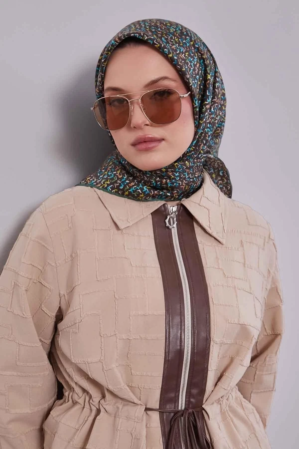 Levidor Mini Yazı Detayi Twill İpek Eşarp-0926