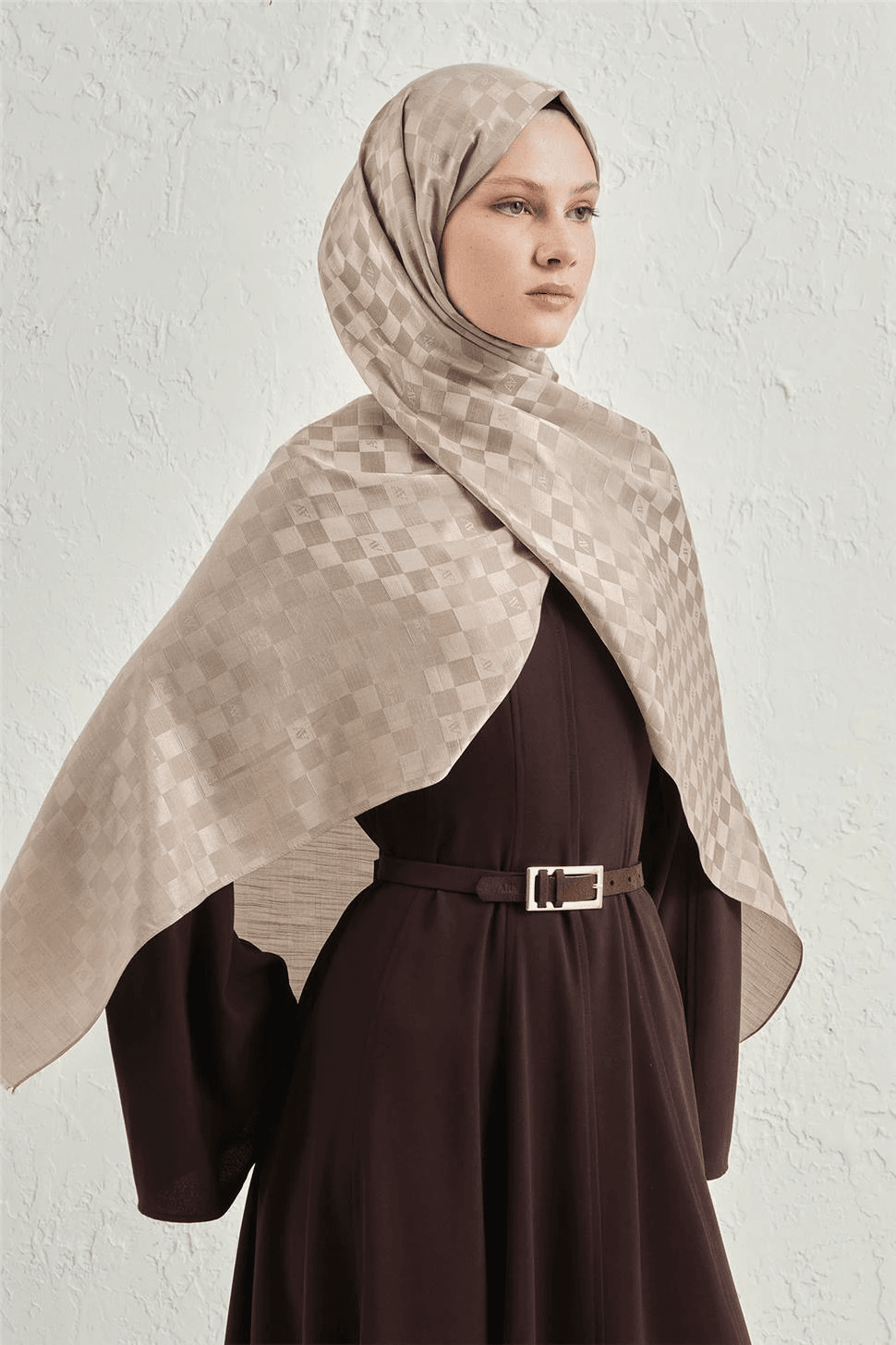 Armine Elegance J.İpek Pamuk Dama Şal - 75 x 195