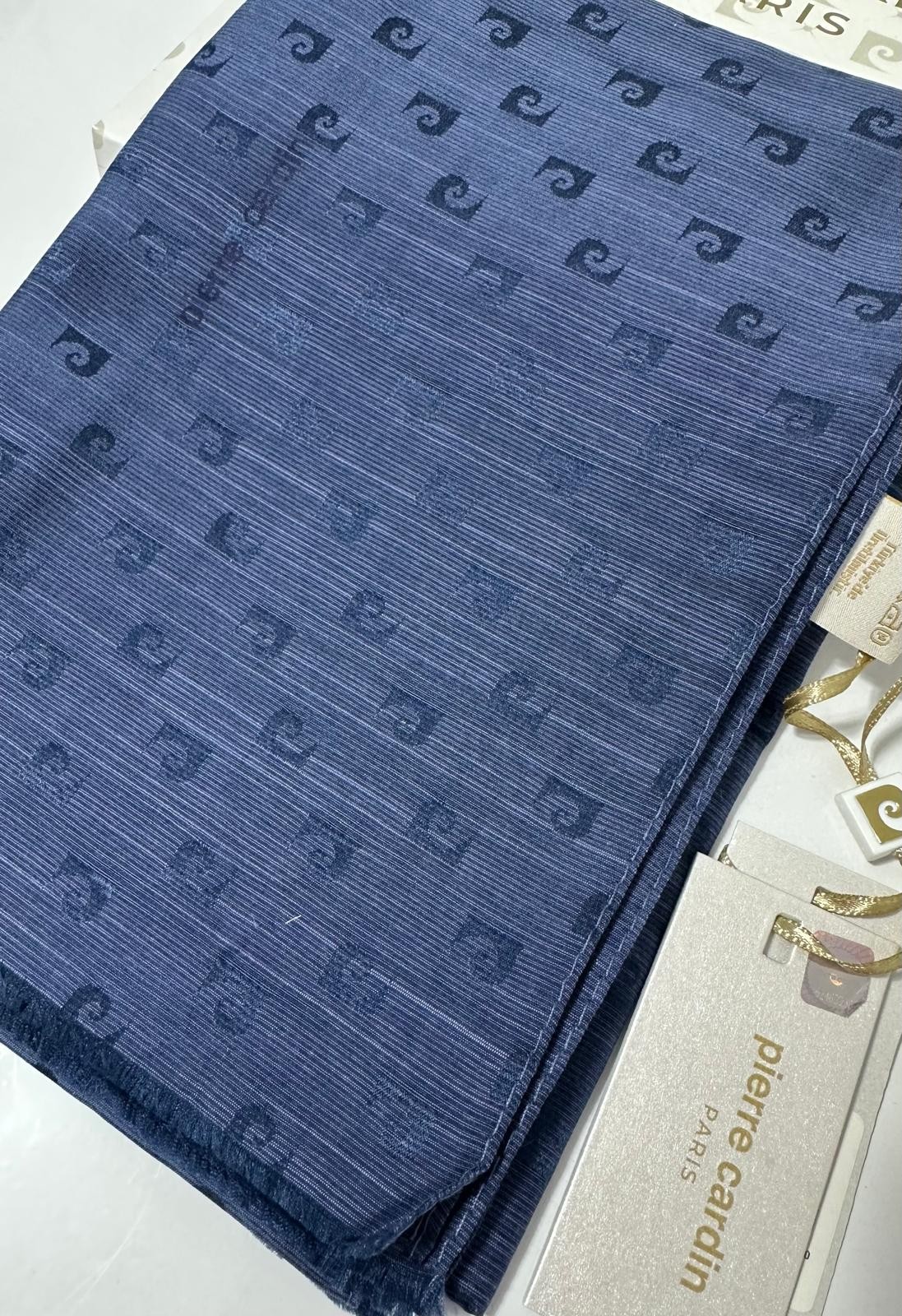 PİERRE CARDİN LOGOLU İPEK - KOTON JAKAR ETOL ŞAL- AÇIK LACİVERT -8934985-927