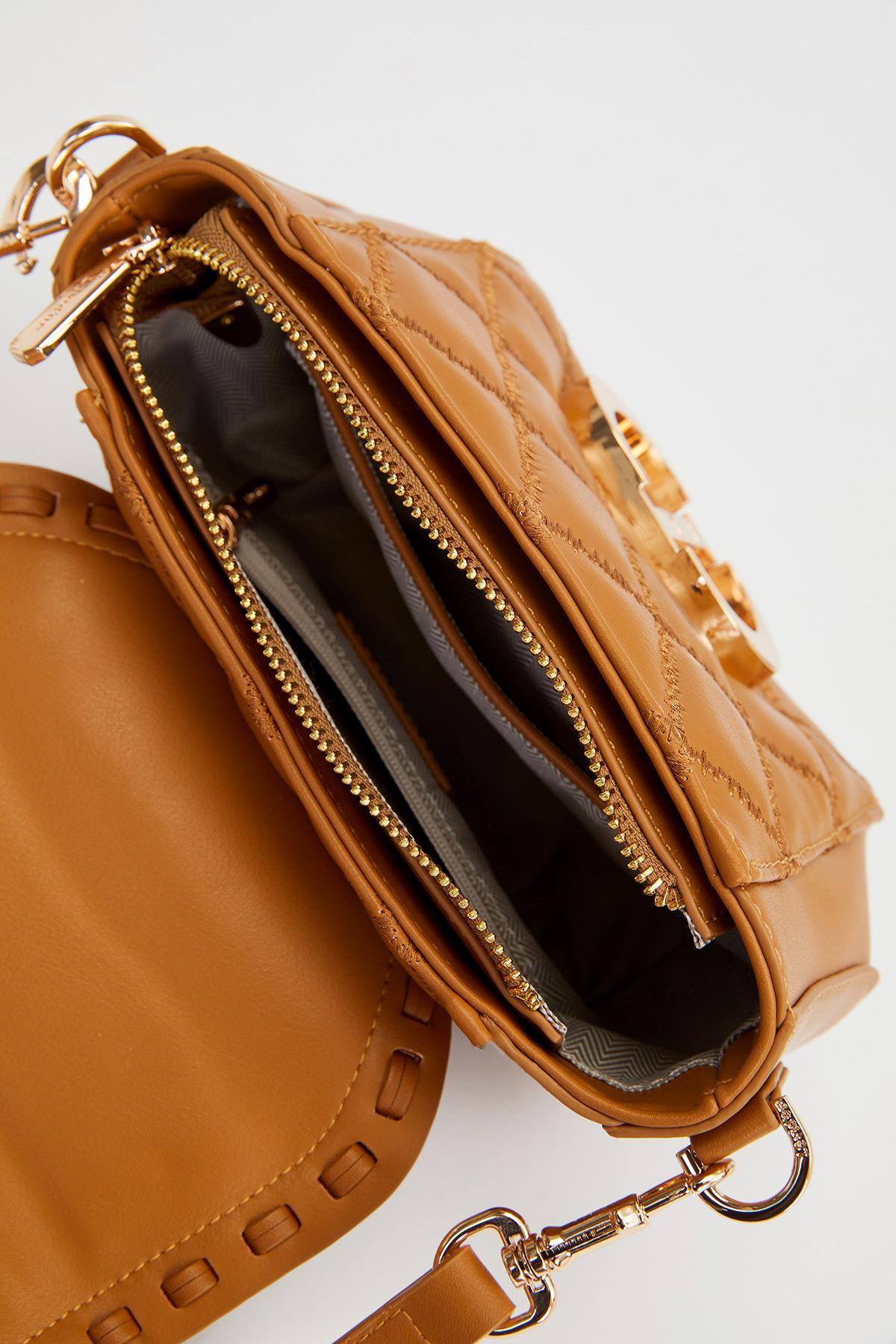 Levidor Kahve Dikdörtgen Metal Kilit Omuz Çantası 930428