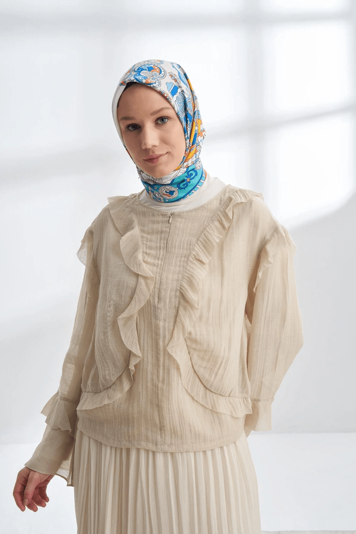 ARMANDA PREMIUM COLLECTION CROWN DESEN TWILL İPEK EŞARP - 4321-192