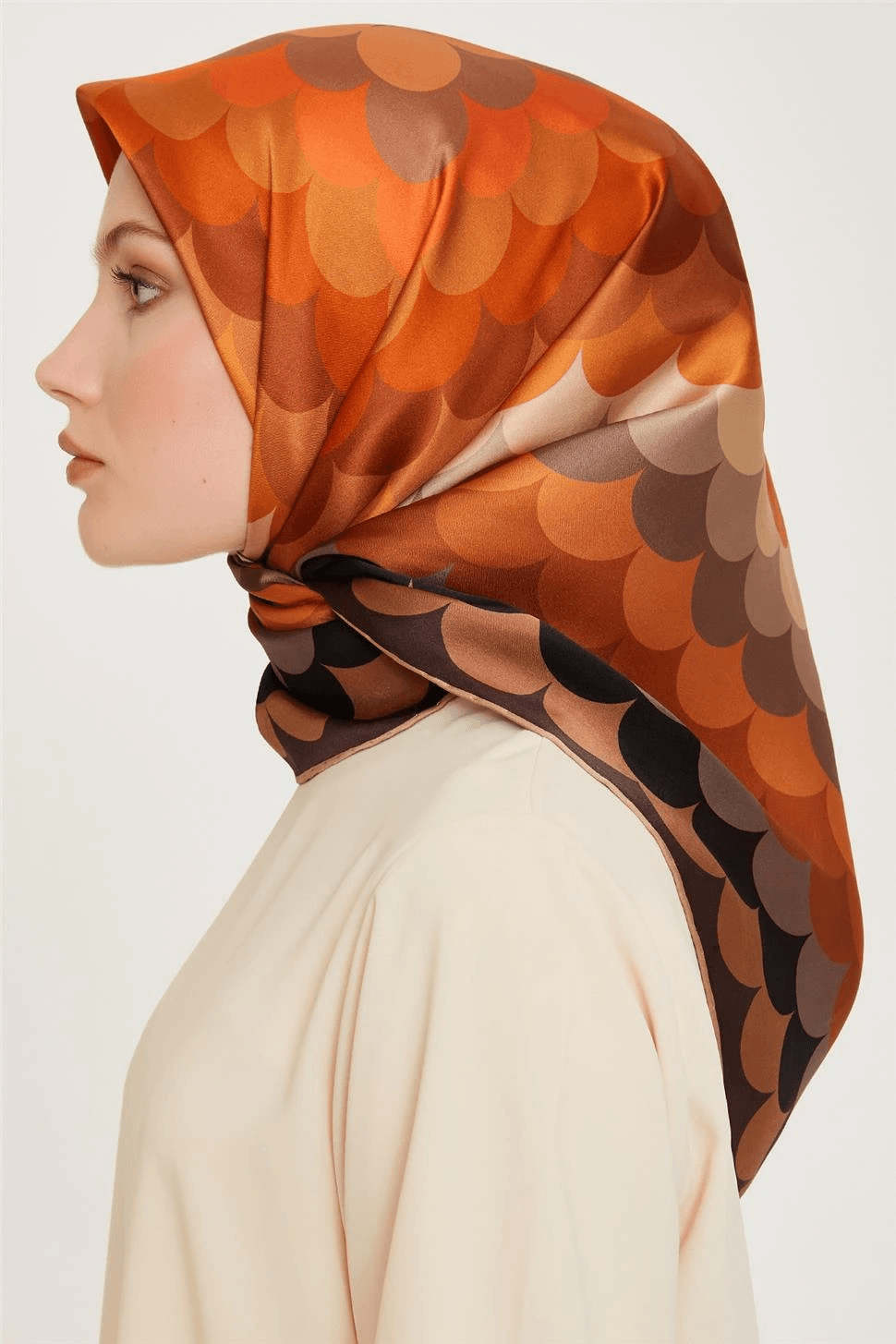 Armine Geometrik Desenli Sura Saf İpek Eşarp 9212D (S) - 33