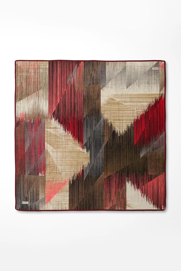 Levidor Çizgi Desen Twill İpek Eşarp-0916