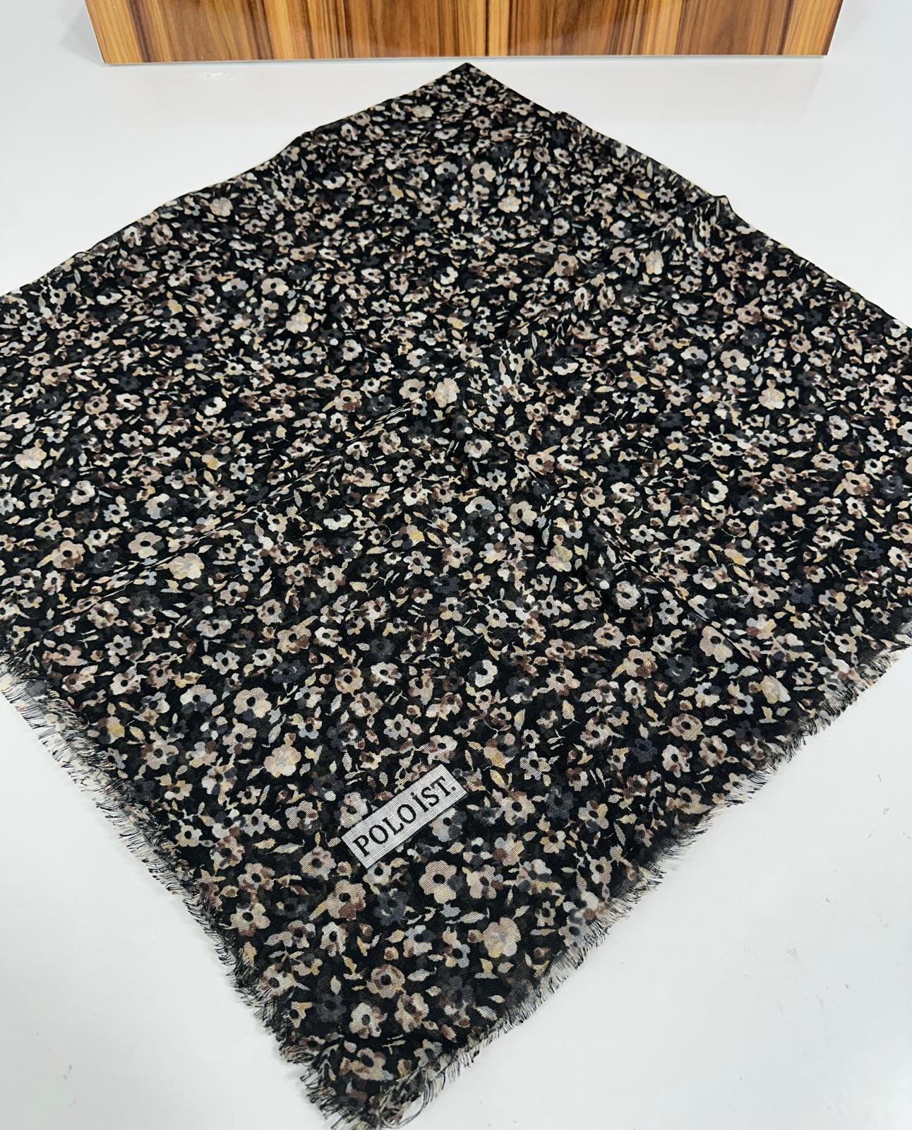Poloist Desenli Flamalı Keten Eşarp- 05653