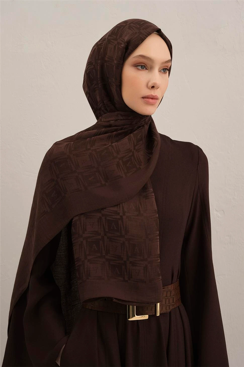 Armine Lyocell Naia Kare Monogram Şal 6