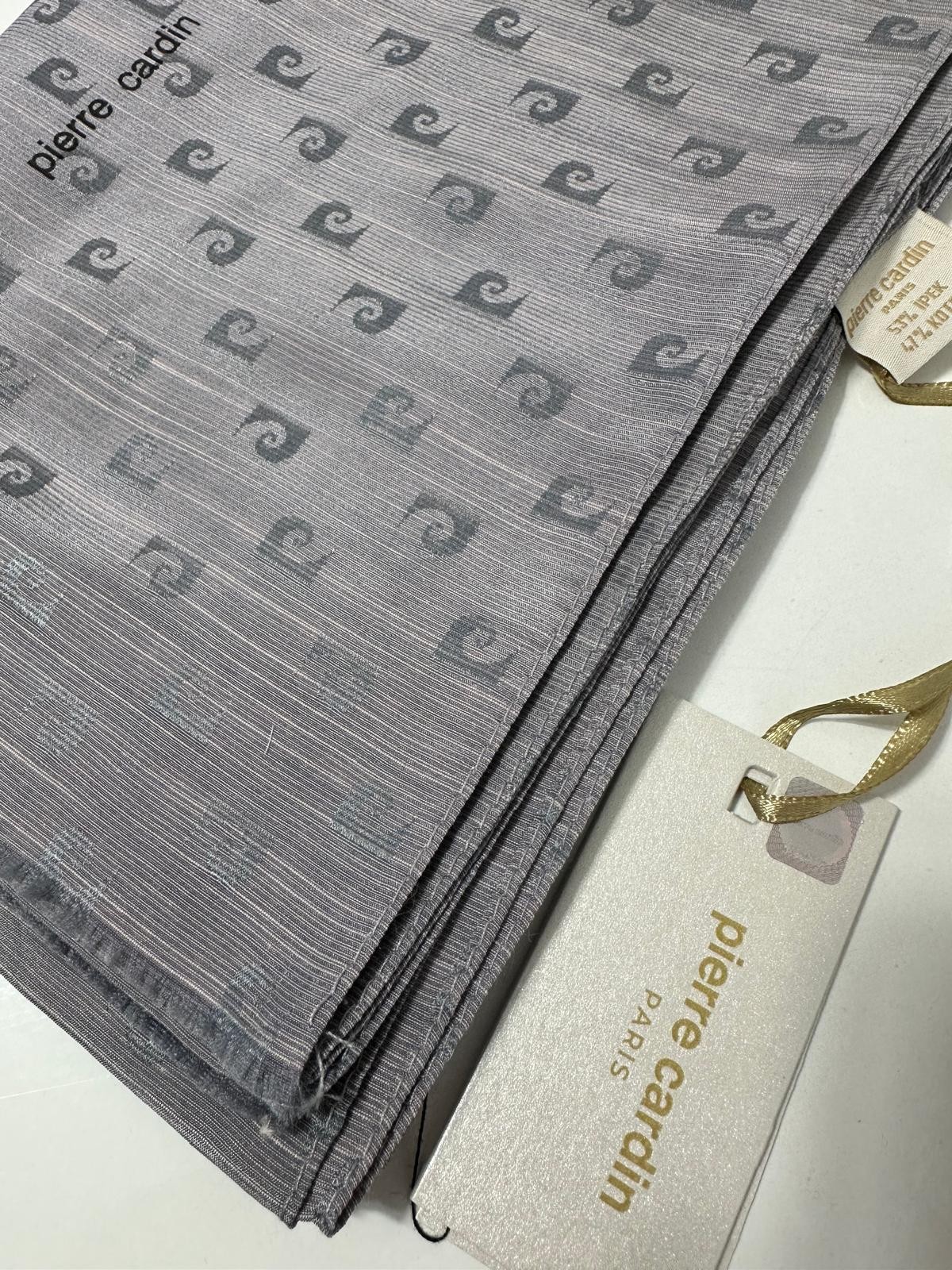 PİERRE CARDİN LOGOLU İPEK - KOTON JAKAR ETOL ŞAL - GRİ- -8934985-955--971
