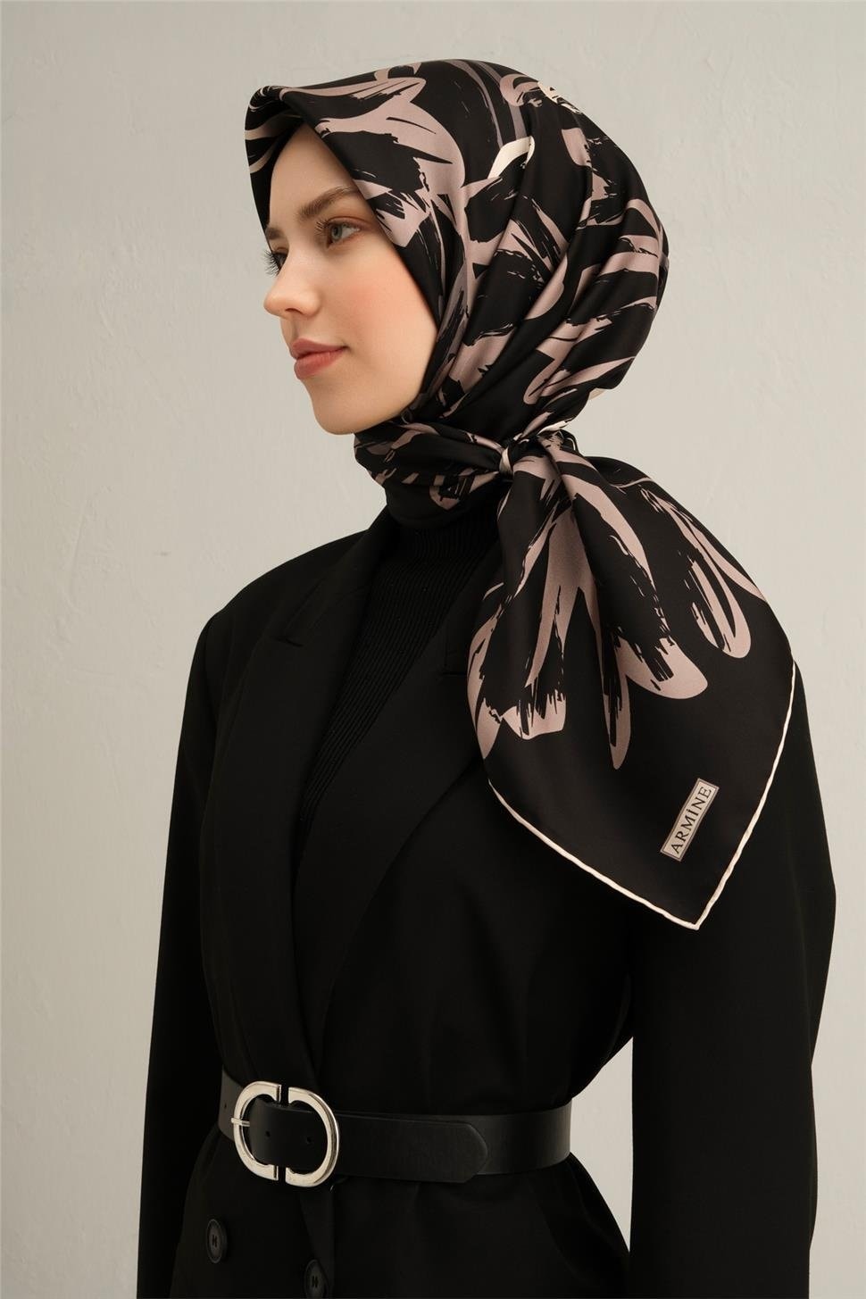 Armine Çiçek Desenli Saf İpek Sura Eşarp 9322D 13
